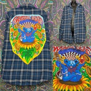 Grateful Dead Sunflower bears Upcycled flannel